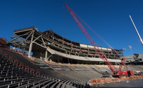 Construction photo of Nippert Stadium in January 2015