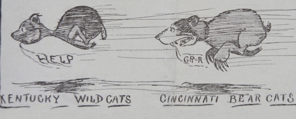 A newspaper clipping of an illustrated Bearcat from 1914.