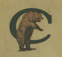 A 1922 UC logo shows a live bear with a university logo.