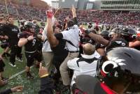 UC wins share of 2011 Big East title in football by beating Connecticut at Nippert Stadium Dec. 3, 2011.