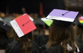 Detail shot of UC students’ custom hats. UC/Andrew Higley