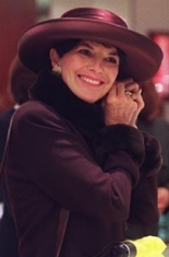 Joni Herschede, wearing one of her fashionable hats