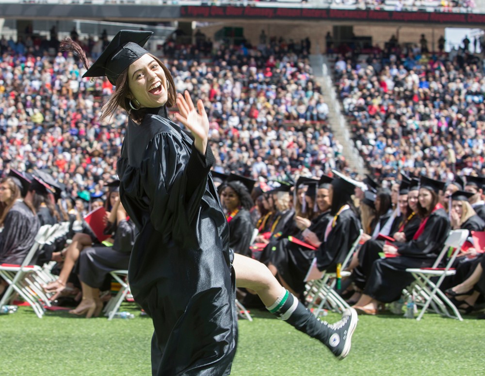 A student shows off her Chuck Taylors.