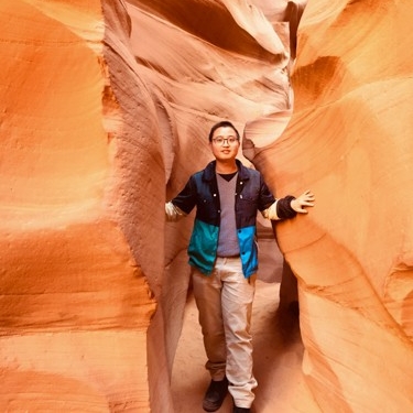 Exploring a slot canyon.