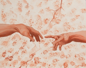 Nancy Smith's picture of a human hand reaching for a divine one, much like Michelangelo’s The Hands of God and Man in the Sistine Chapel ceiling..