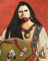 Painting of an Indian in war makeup