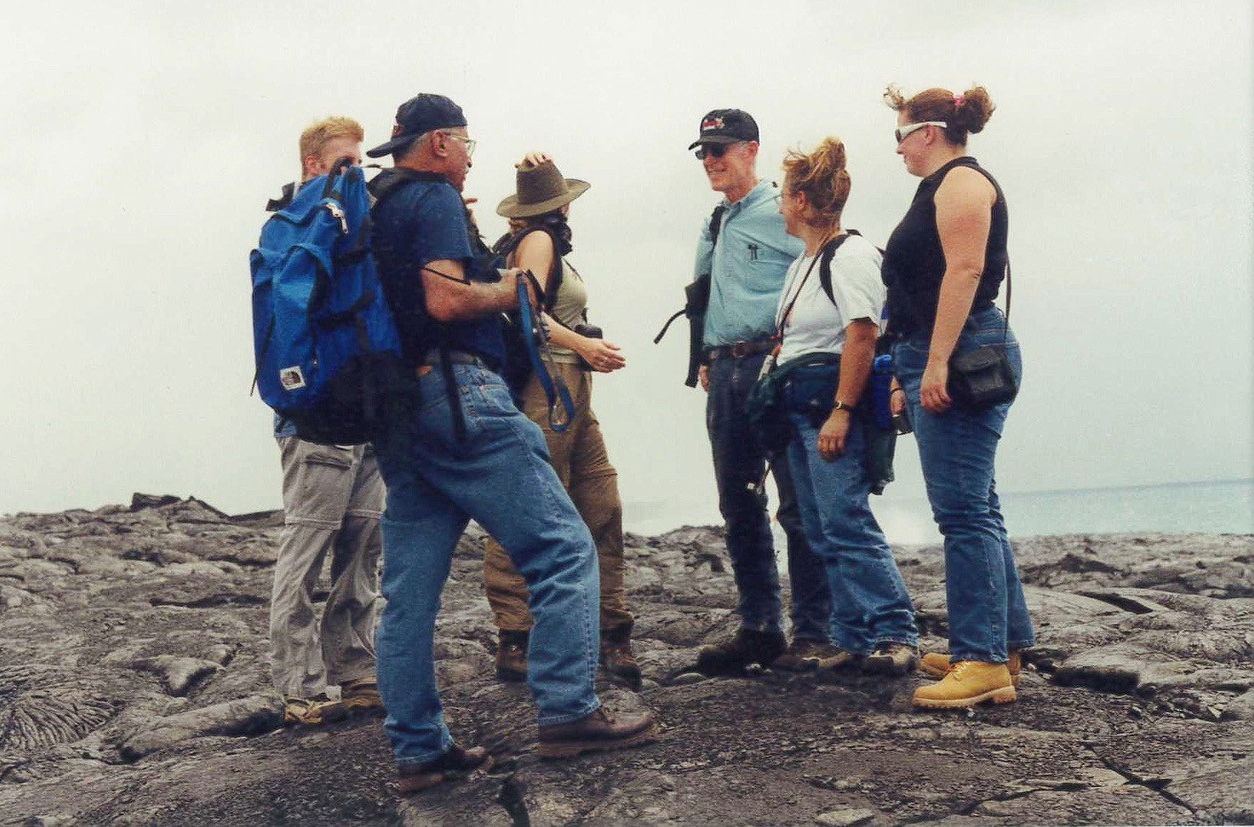 UC professor Warren Huff supervises geology students in field research in Hawaii. (Provided)