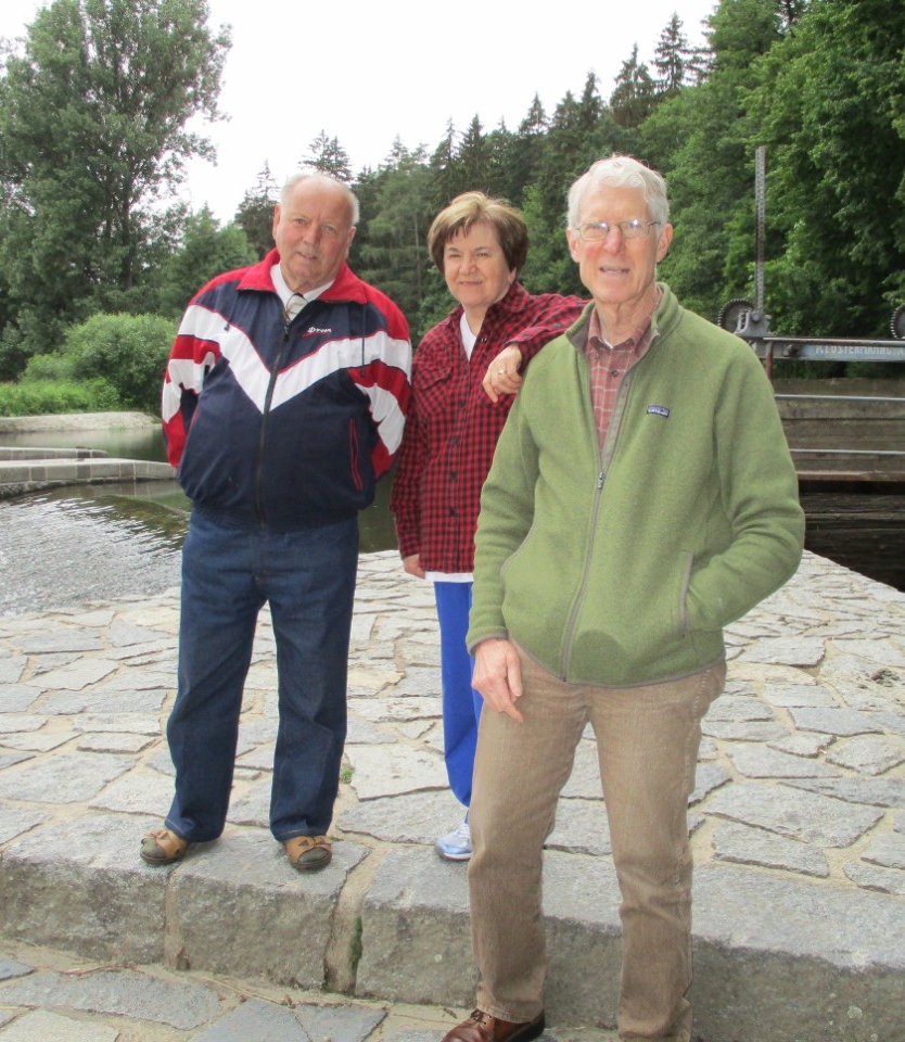 Warren Huff, right, and his wife, Anezka, with her brother, Pepik during a trip back to Prague. (Provided) 