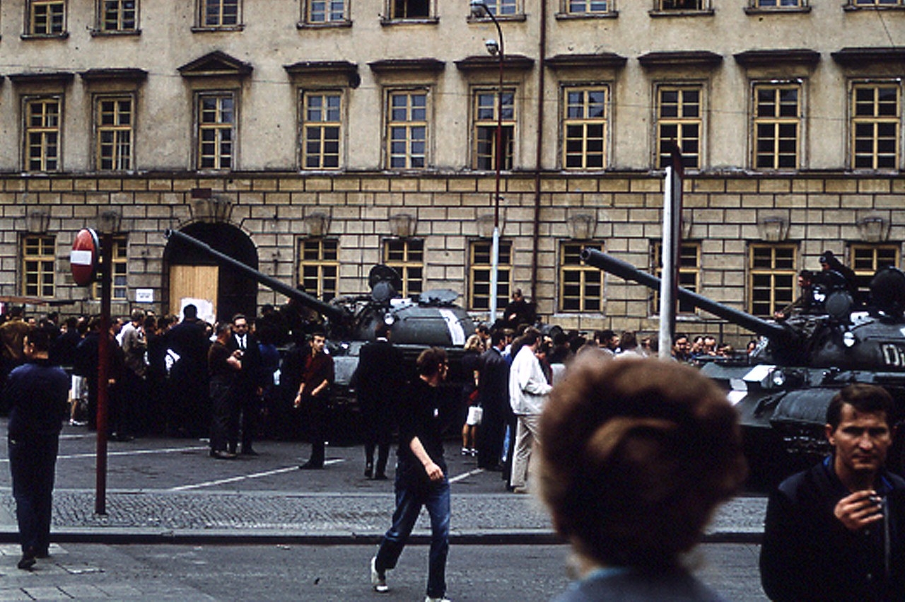 Soviet tanks occupy the streets of Prague during the 1968 invasion of Czechoslovakia. (Warren Huff)