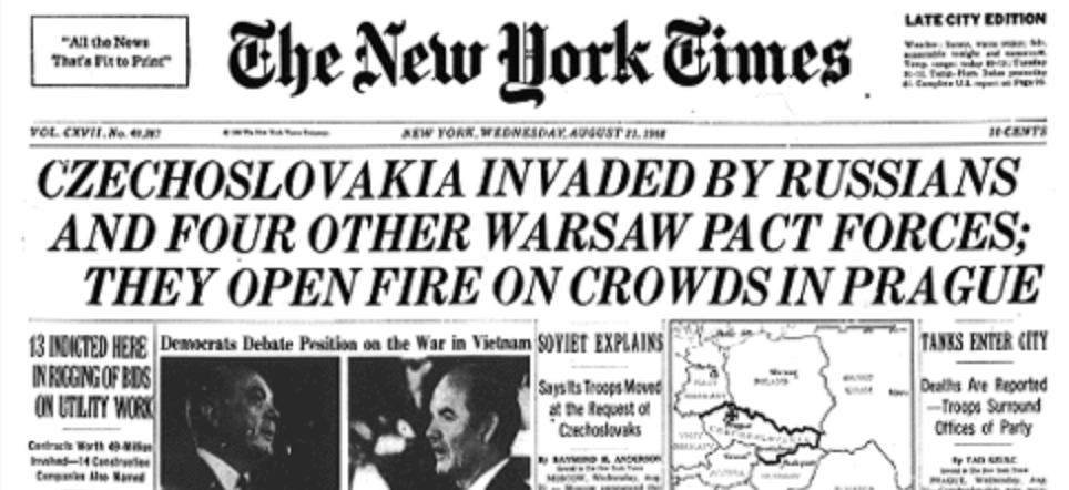 The Soviet invasion of Czechoslovakia was a huge international story.