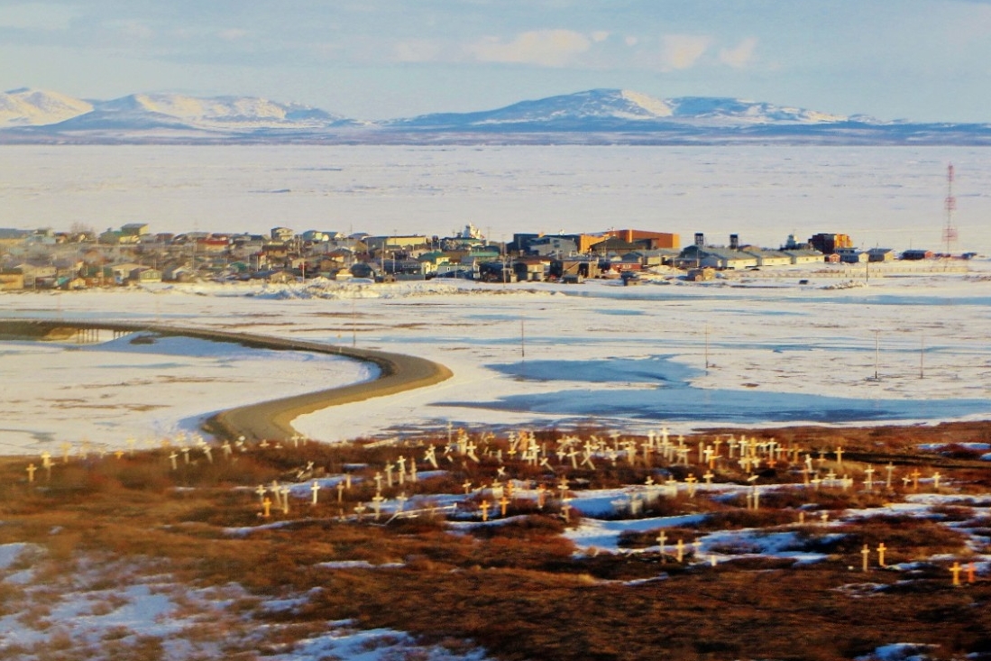 Kotzebue, Alaska, (pop. 8,500) sits on the Bering Sea in the Arctic Circle.