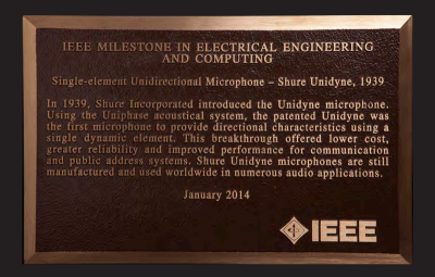 Plaque of the IEEE Milestone award that Ben Bauer won.
