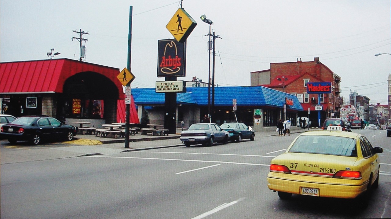 Former view of shops on Calhoun Street