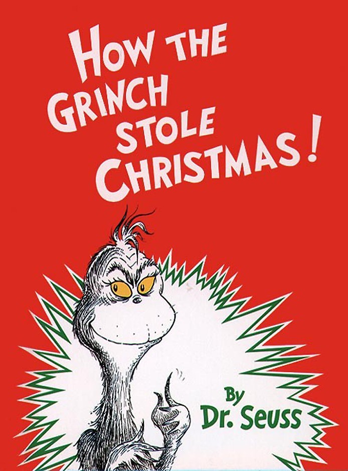 The book cover of How the Grinch Stole Christmas by Dr. Seuss.