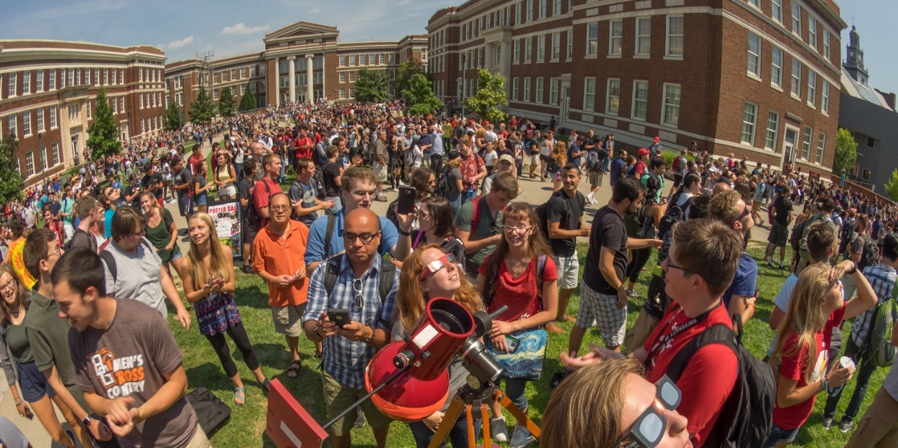 UC students and faculty observe 2017 solar eclipse on campus.