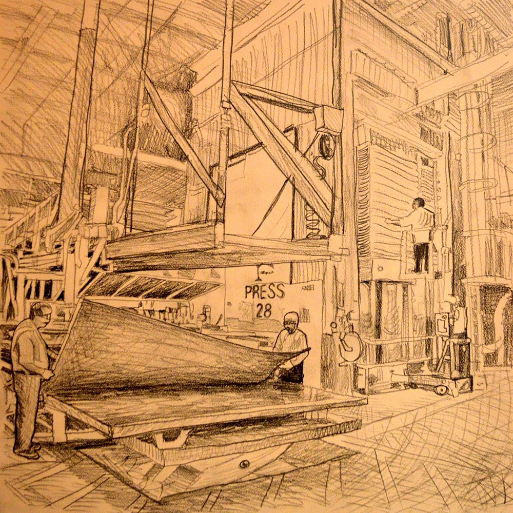 A rough sketch of the Formica factory by Curtis Goldstein