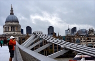 View pof London from Thames River bridge.