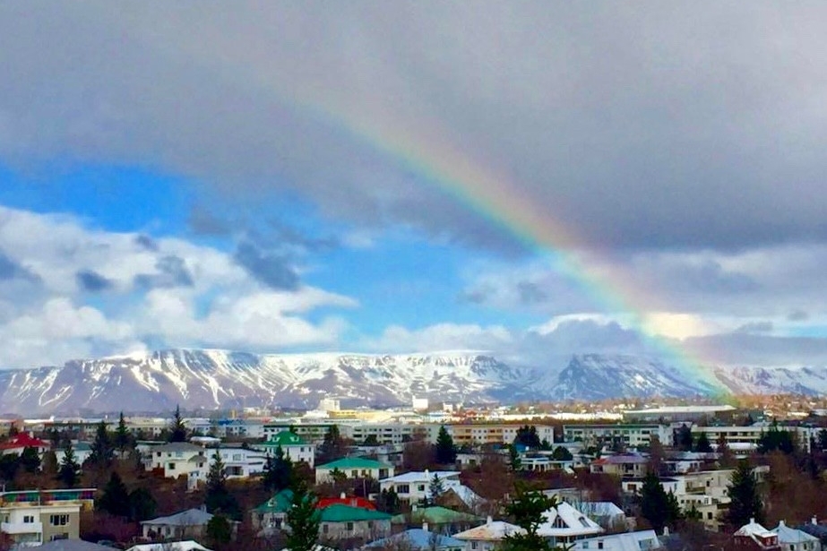 A rainbow over the city of Reykjavik, Iceland.photo/Karissa Schroeter