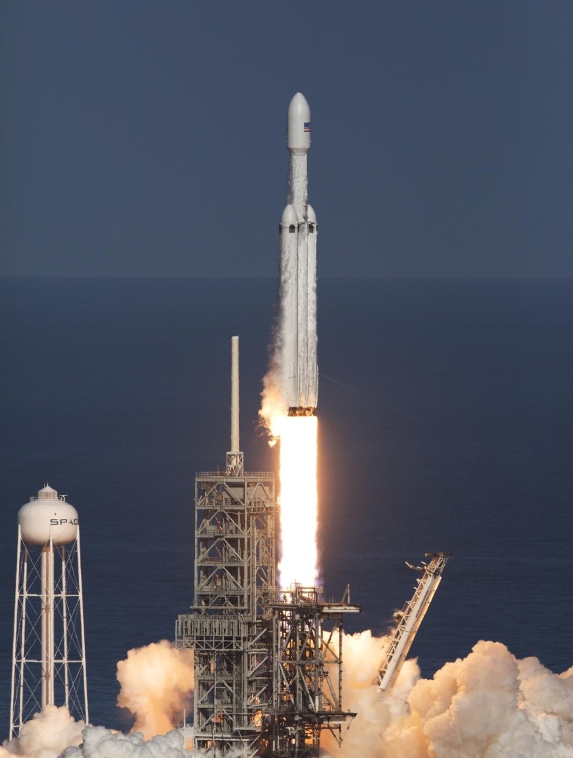 SpaceX's Falcon Heavy launched from Kennedy Space Center on Feb. 6. (NASA)