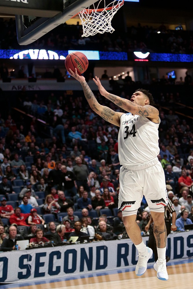 Jarron Cumberland goes for a lay-up.