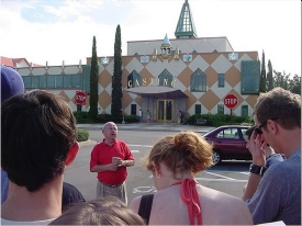 David Niland leads students on a tour at Disney World.