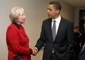Former president Nancy Zimpher meets candidate Obama