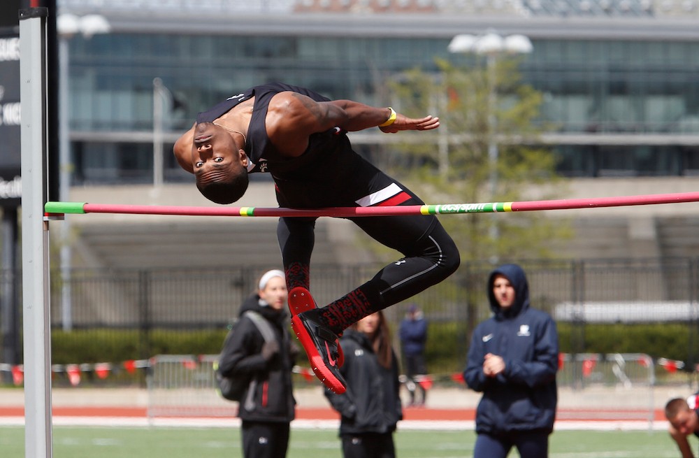 University of Cincinnati high jumper clears the bar.