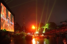 Outdoor movie screen at premiere