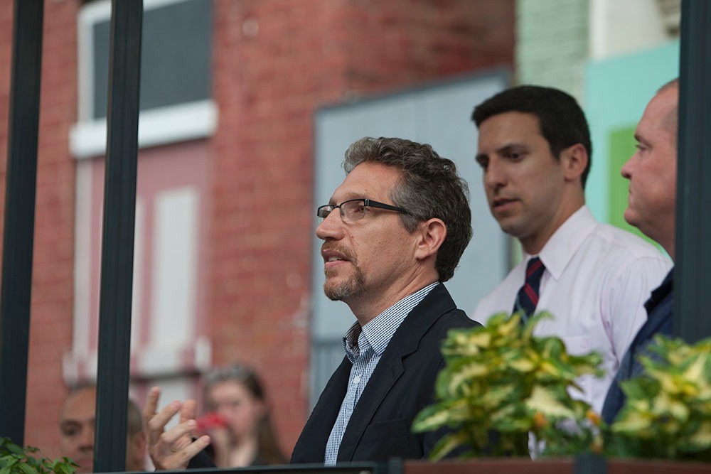UC's Michael Zaretsky speaks to a crowd at the grand opening of the Pleasant Street parklet. Photos/Andrew Higley/Creative Services Michael Zaretsky speaks to a crowd at the grand opening of the Pleasant Street parklet.