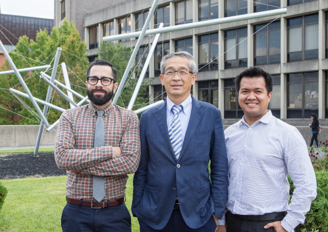 Predictronics CEO Edzel Lapira, right, worked with UC engineering professor Jay Lee, center, and Patrick Brown, both with UC's Center for Intelligent Maintenance Systems, to launch Predictronics in 2012.