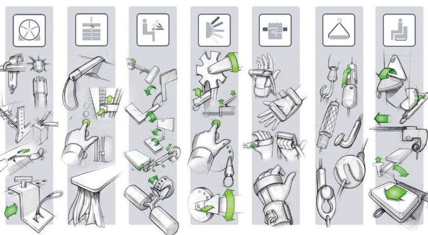 Design sketches show multiple attachments for The Access Strength. 