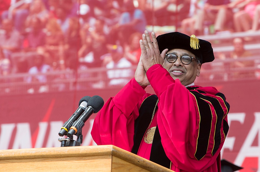President Pinto speaks at April 2017 Commencement