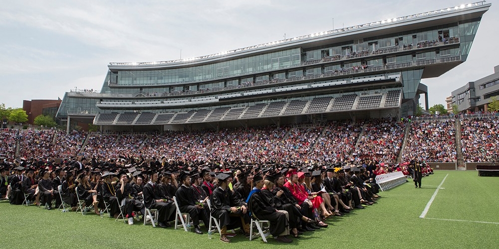 Graduates and guests fill Nippert Stadium for April 2017 Commencement