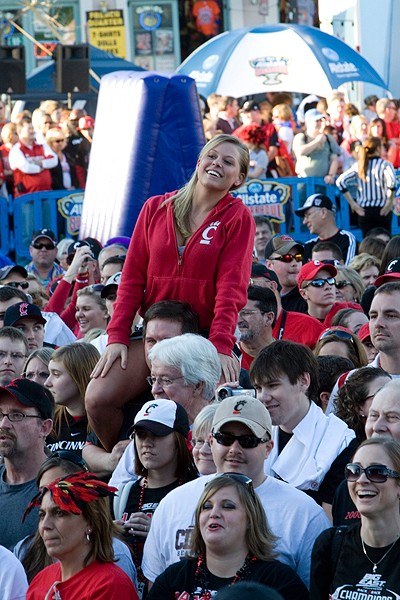 UC Bearcats fans packed into Jackson Square in New Orleans for a pep rally on Dec. 31, 2009.