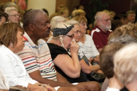 Woman crying at the president's remarks.