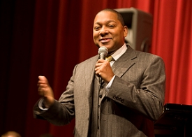 Nine-time Grammy winner Wynton Marsalis has produced more than 60 records and has sold more than 7 million, including three gold. The CCM invitation came from Todd Stoll, CCM '89, who is director of the Columbus Youth Jazz Orchestra and a close associate of Marsalis'. photo/Dottie Stover