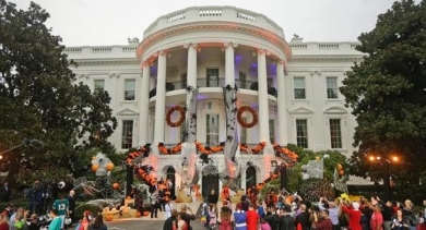 The White House lawn full of Halloween fun.