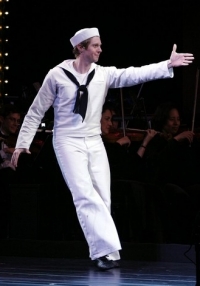 Bohon on a curtain call for "On the Town"