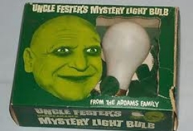Uncle Fester's light bulb in original packaging