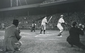 Payne captured this image right after the major league's first nighttime pitch in 1935 as the Reds took on the Phillies. Photos/Courtesy of Robert Payne.