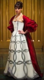 Theodora wearing her evening dress in the film