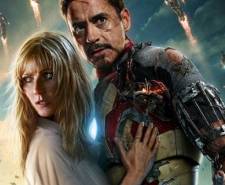 Robert Downey Jr. as Iron Man, with Gwyneth Paltrow, on this promotion poster