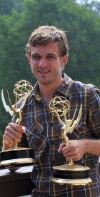 Hagenbuch with the first two Emmys he won.