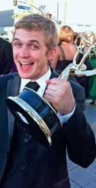 Hagenbuch with the first Emmy he ever won.
