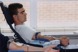 Guy giving blood