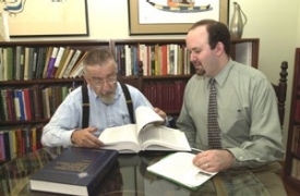 Professor Roger Daniels meets with Kevin Bower