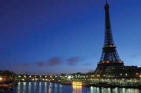 Paris and Eiffel Tower at night.