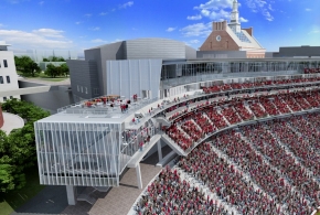 An architectural rendering of how the University of Cincinnati's football stadium, Nippert Stadium, will look when major renovations are complete.