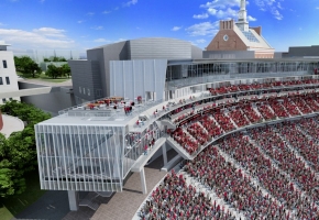 An architectural rendering of how the University of Cincinnati's football stadium, Nippert Stadium, will look when major renovations are complete.