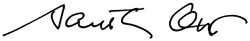 The signature of the University of Cincinnati President Santa Ono